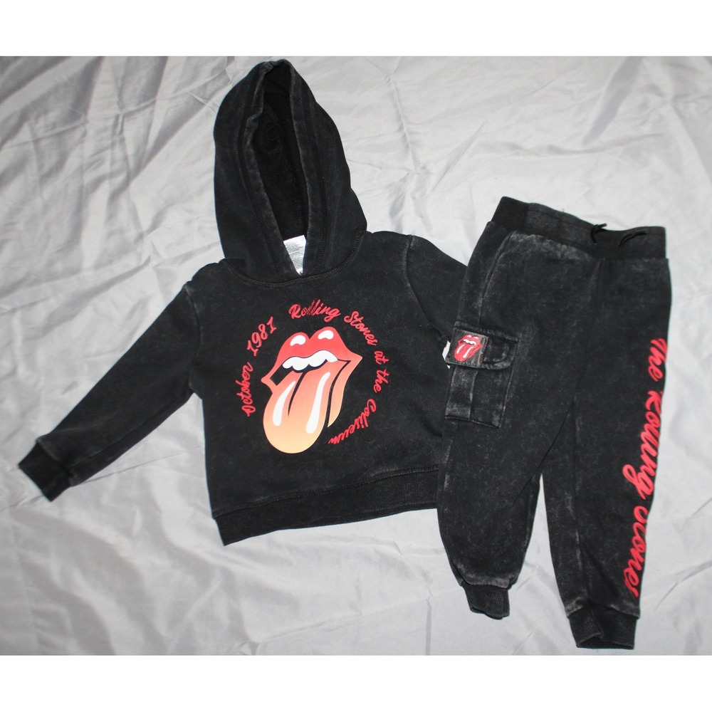 Baby girls boys Rolling stones hoodie outfit size 18 months black